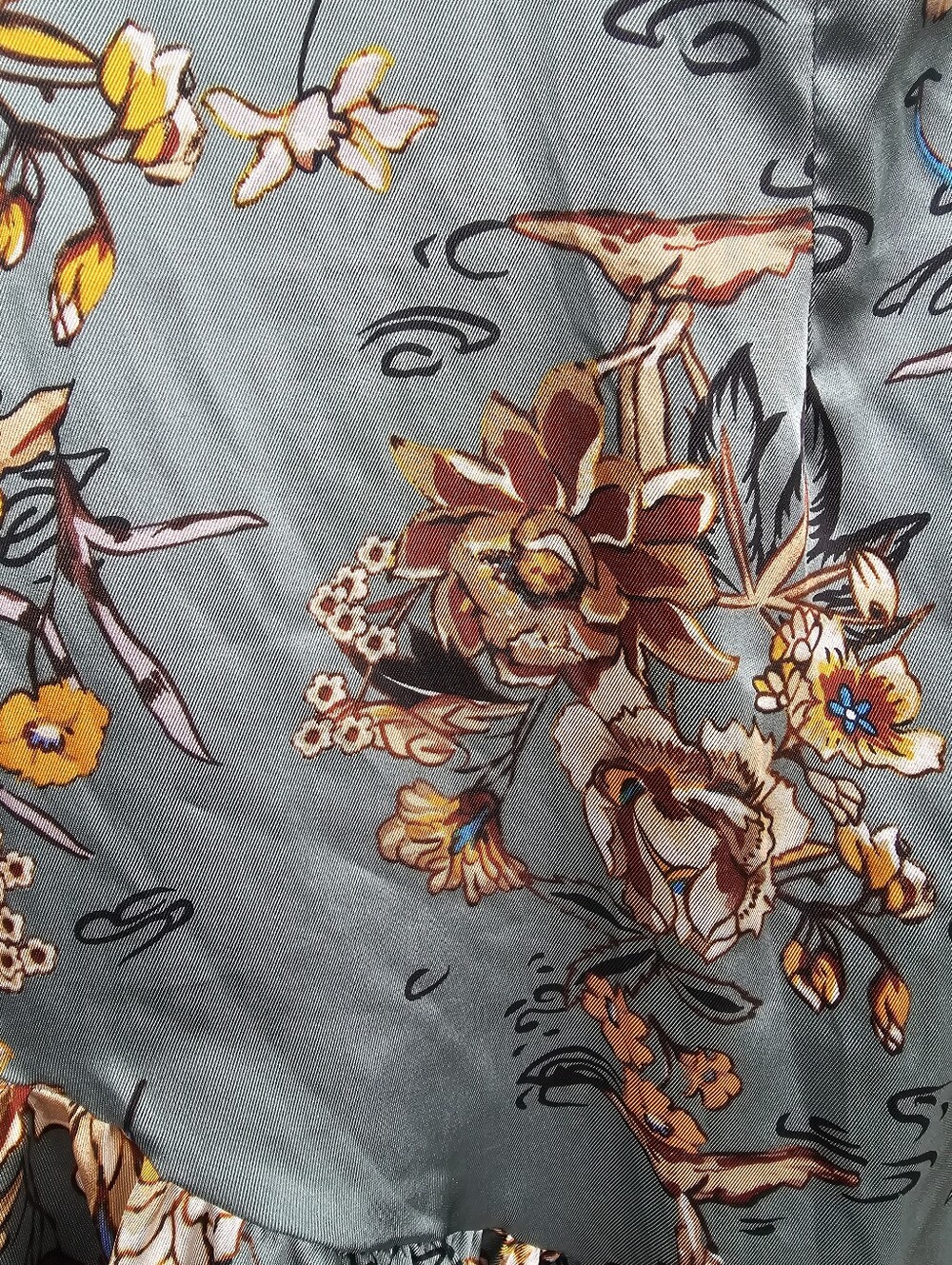 Rosevelvet Blue Floral Cutout Ruffle Mini Dress Size Large - Picture 8 of 8